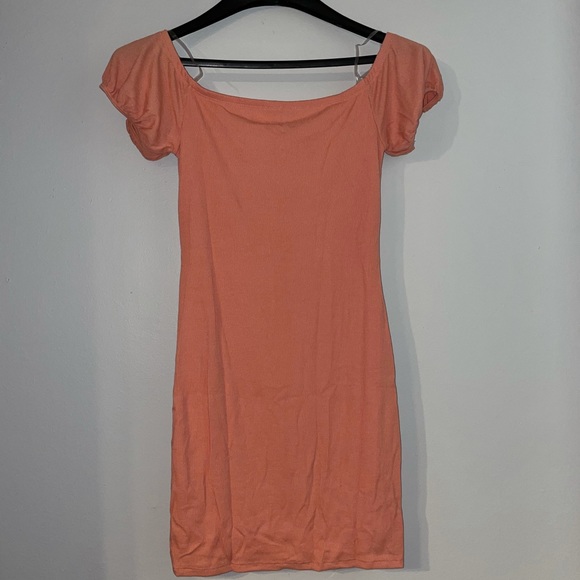 Peach off Shoulder Dress - Picture 6 of 11